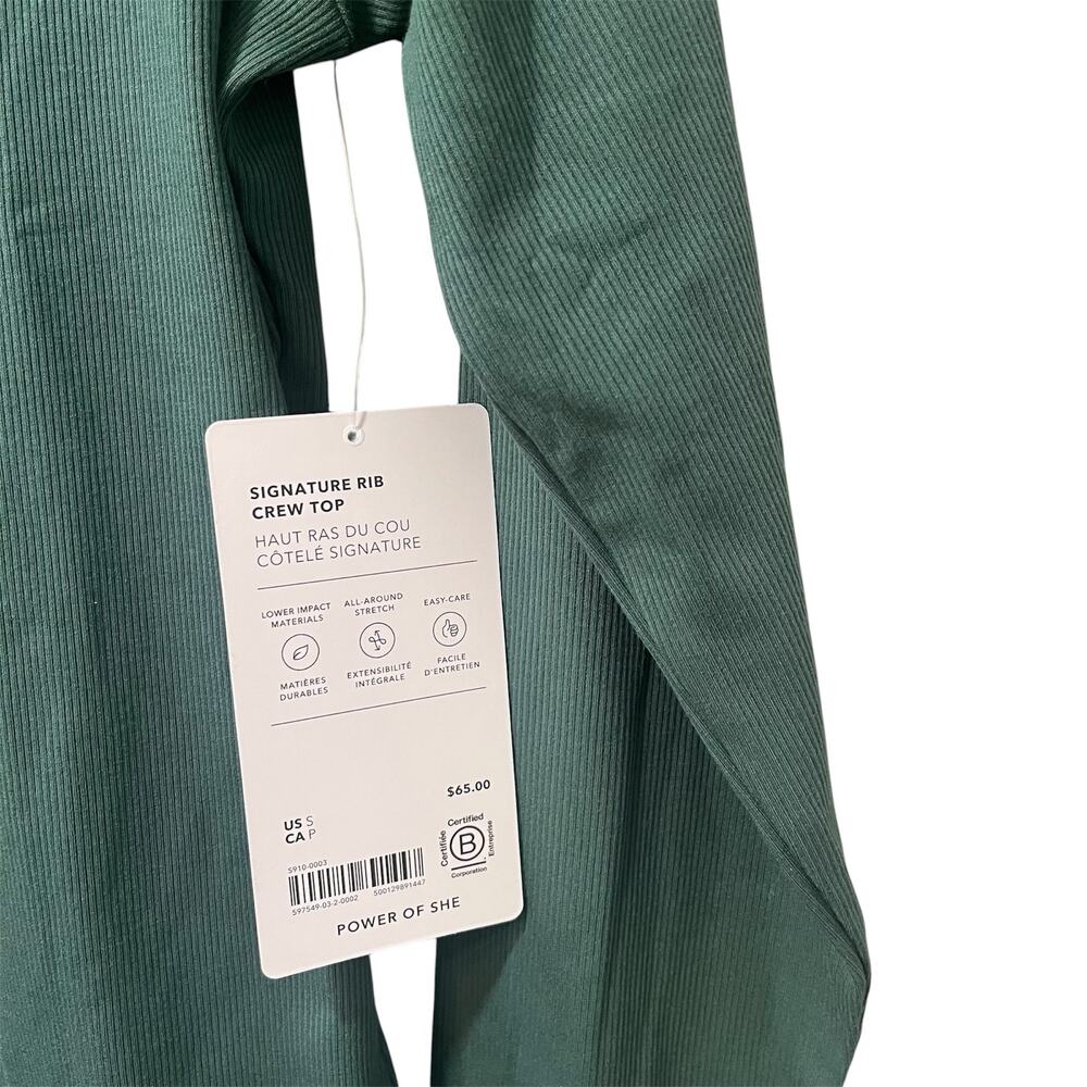 ATHLETA | *NWT* Signature Rib Crew Long Sleeve Top Green Sz S - Picture 4 of 7